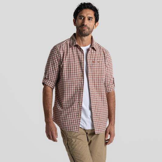 Men's NosiLife Nuoro Check Long Sleeved Shirt | Red Beach Check