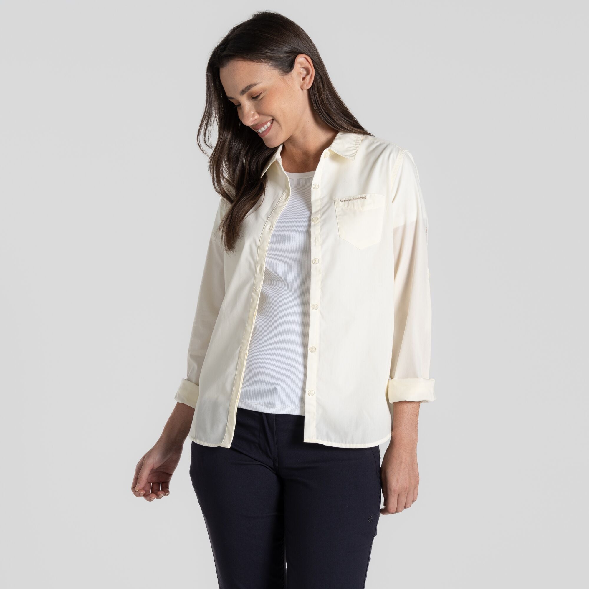 (クラグホッパーズ) Craghoppers レディース Expert Kiwi 長袖 アウトドアシャツ トップス PC4534 (ペブルブラウン) Expert Womens Kiwi Long Sleeved Shirt - Pebble | Craghoppers UK