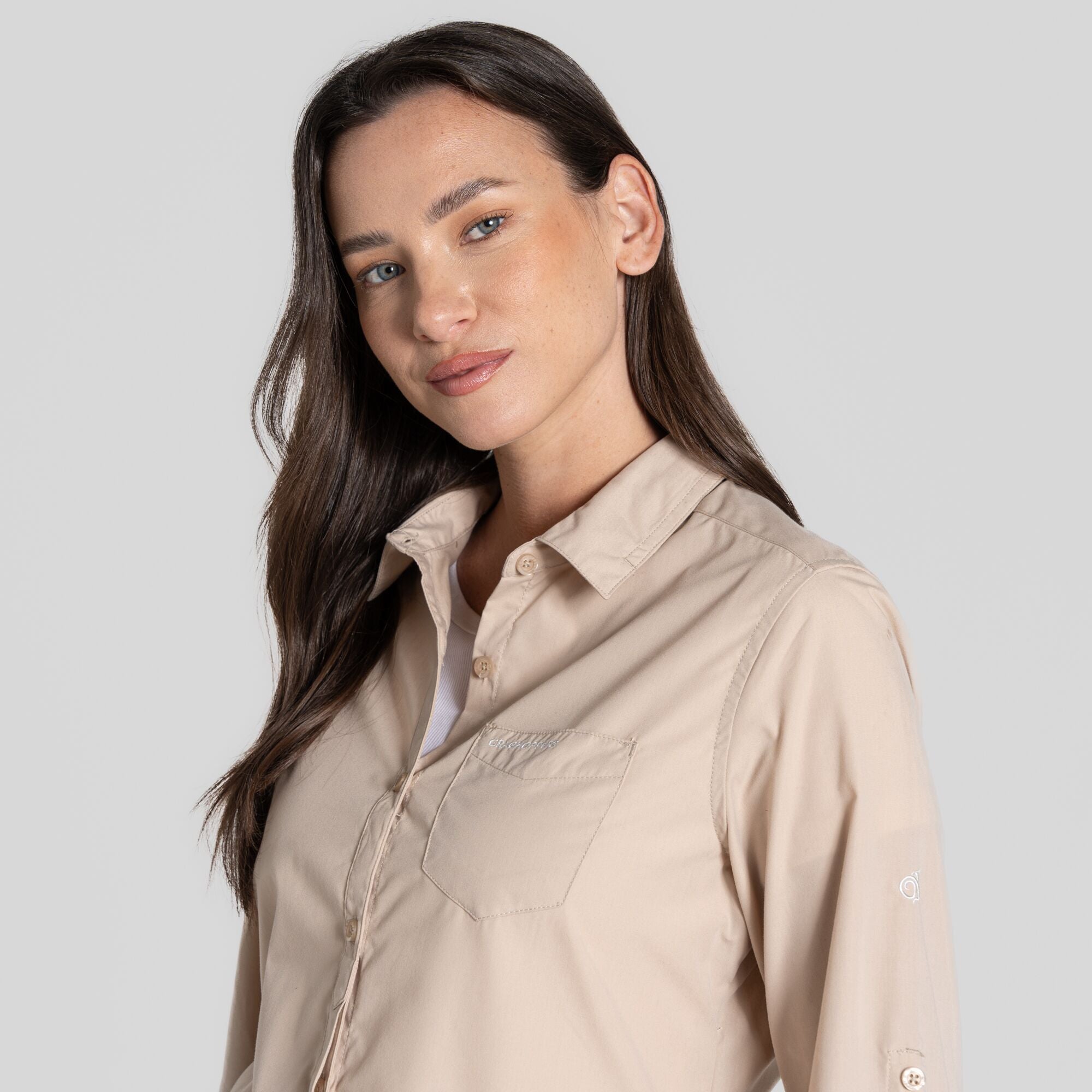 (クラグホッパーズ) Craghoppers レディース Expert Kiwi 長袖 アウトドアシャツ トップス PC4534 (ペブルブラウン) Expert Womens Kiwi Long Sleeved Shirt - Carbon Grey